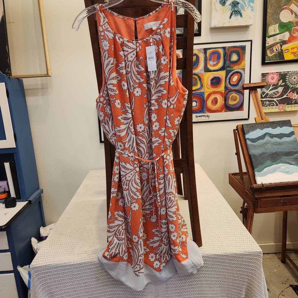Floral Orange Sleeveless Dress